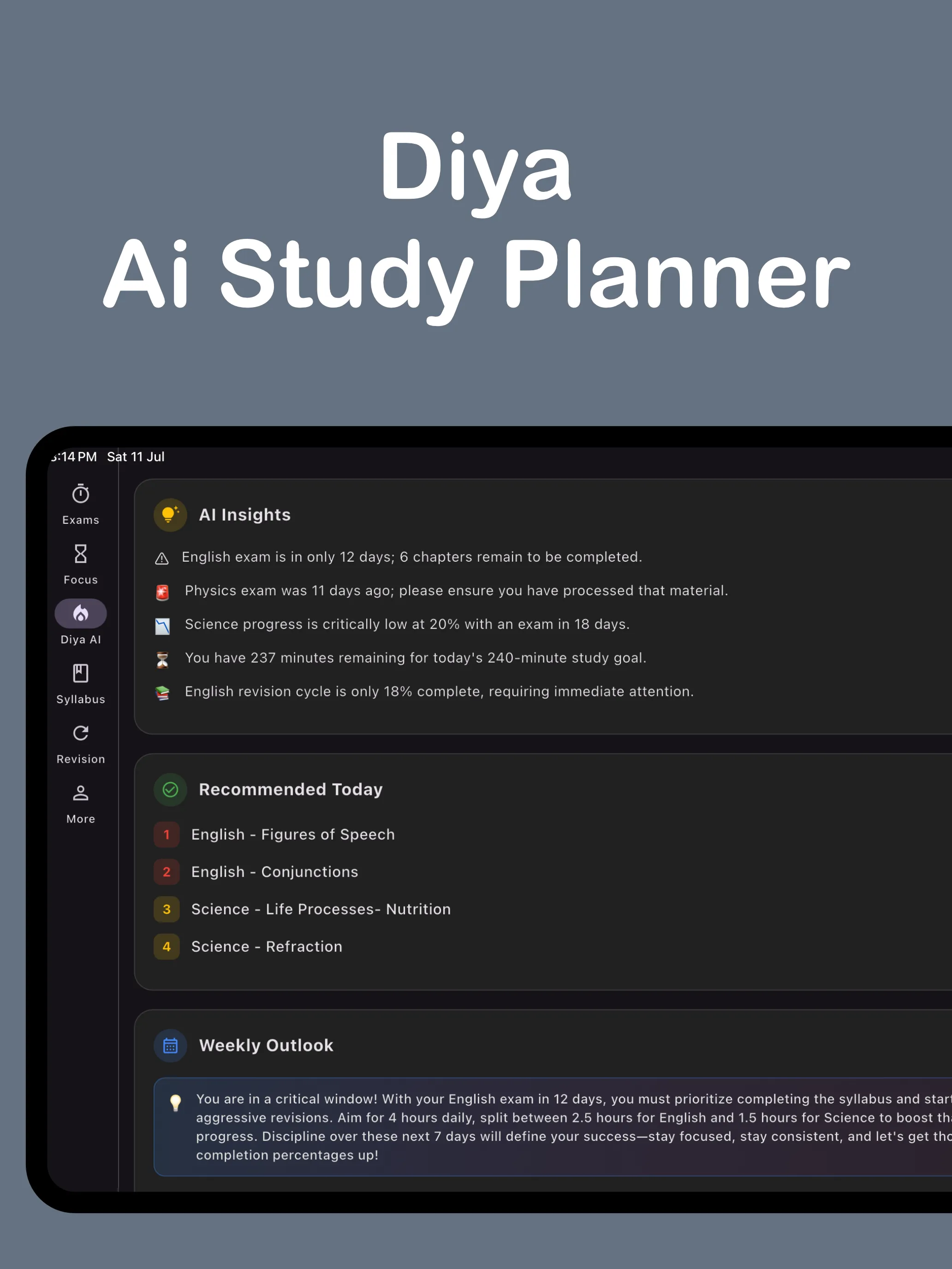 Tablet screenshot showing DIyaIPAD