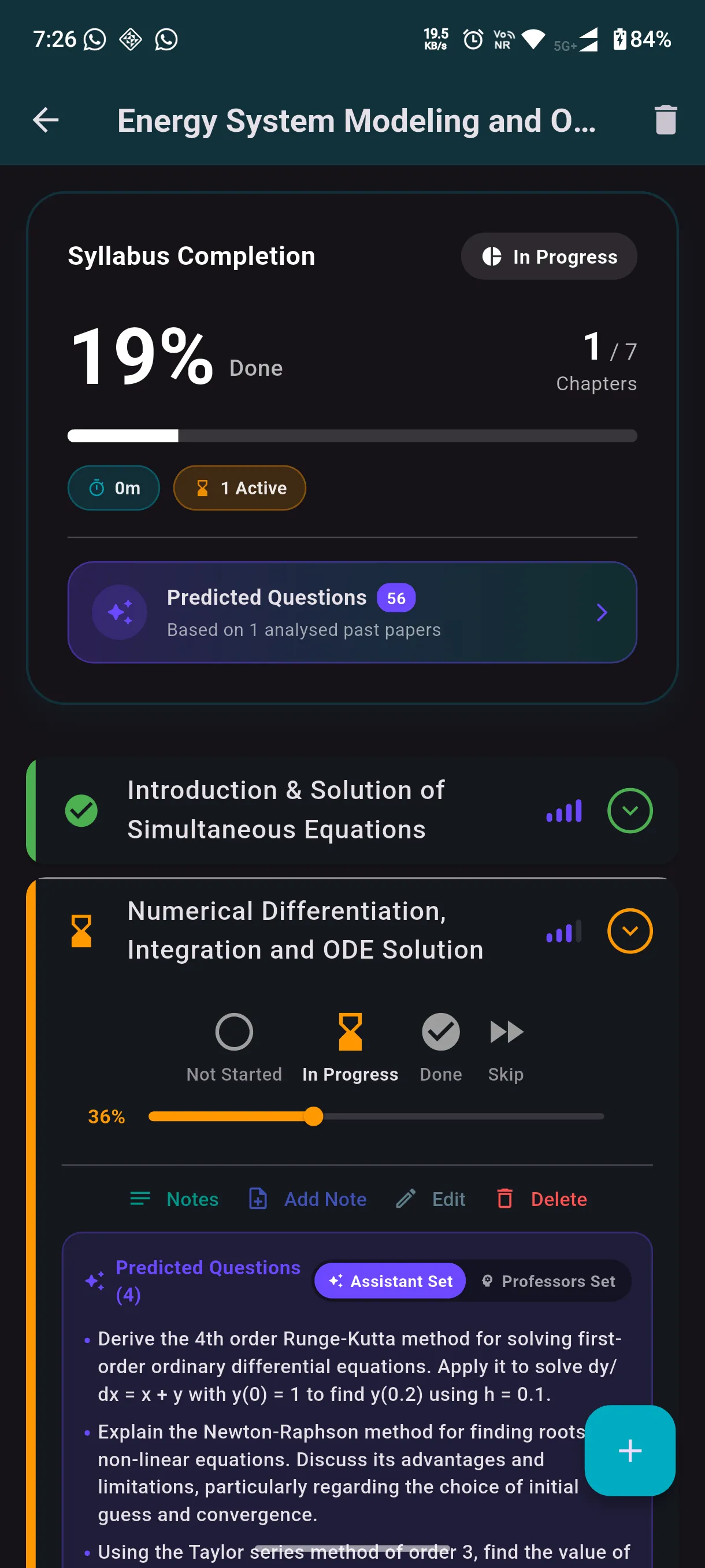 Mobile screenshot showing PredictQuestions