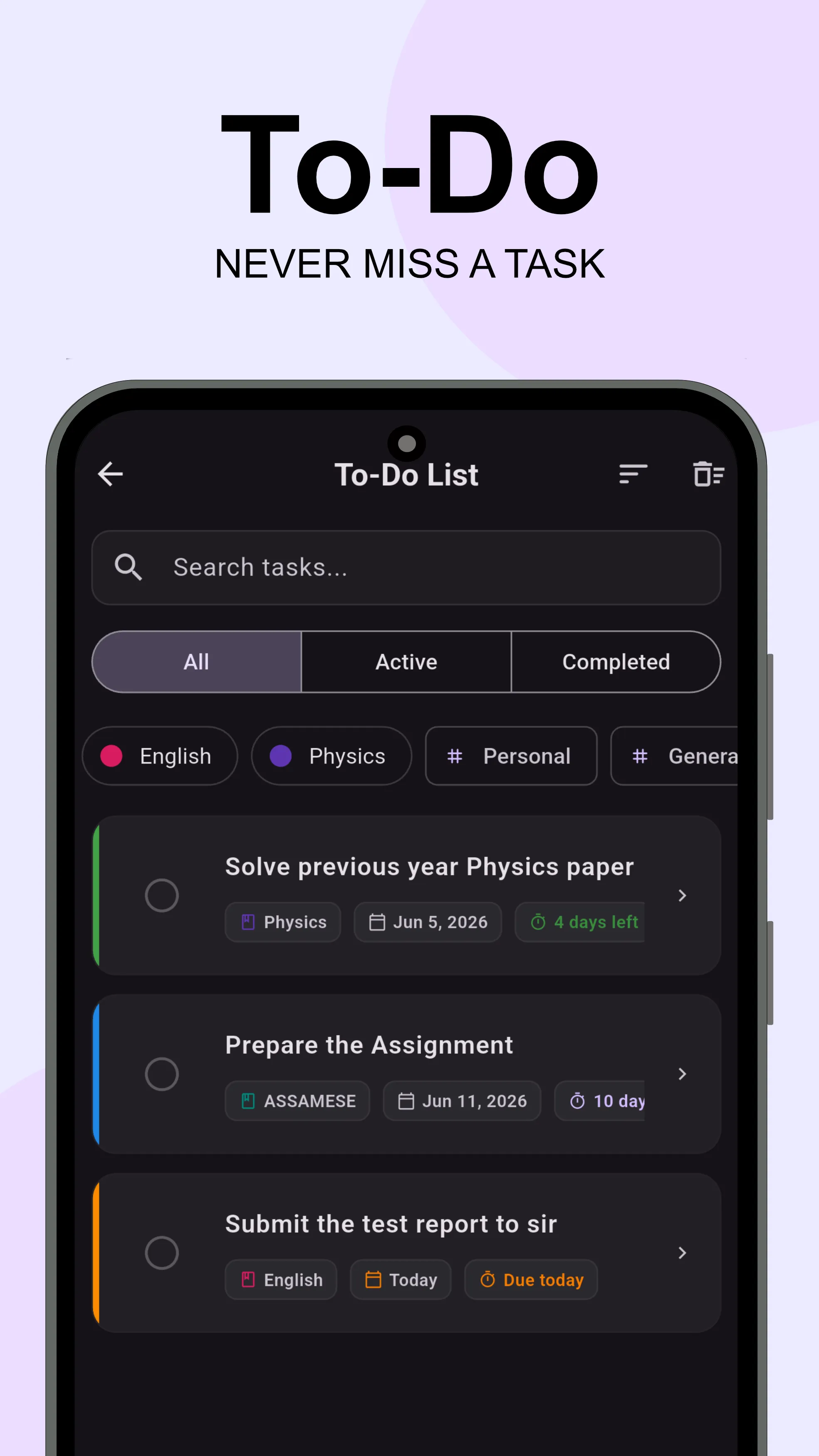 Mobile screenshot showing To do